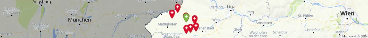 Kartenansicht für Apotheken-Notdienste in der Nähe von Neuhofen im Innkreis (Ried, Oberösterreich)